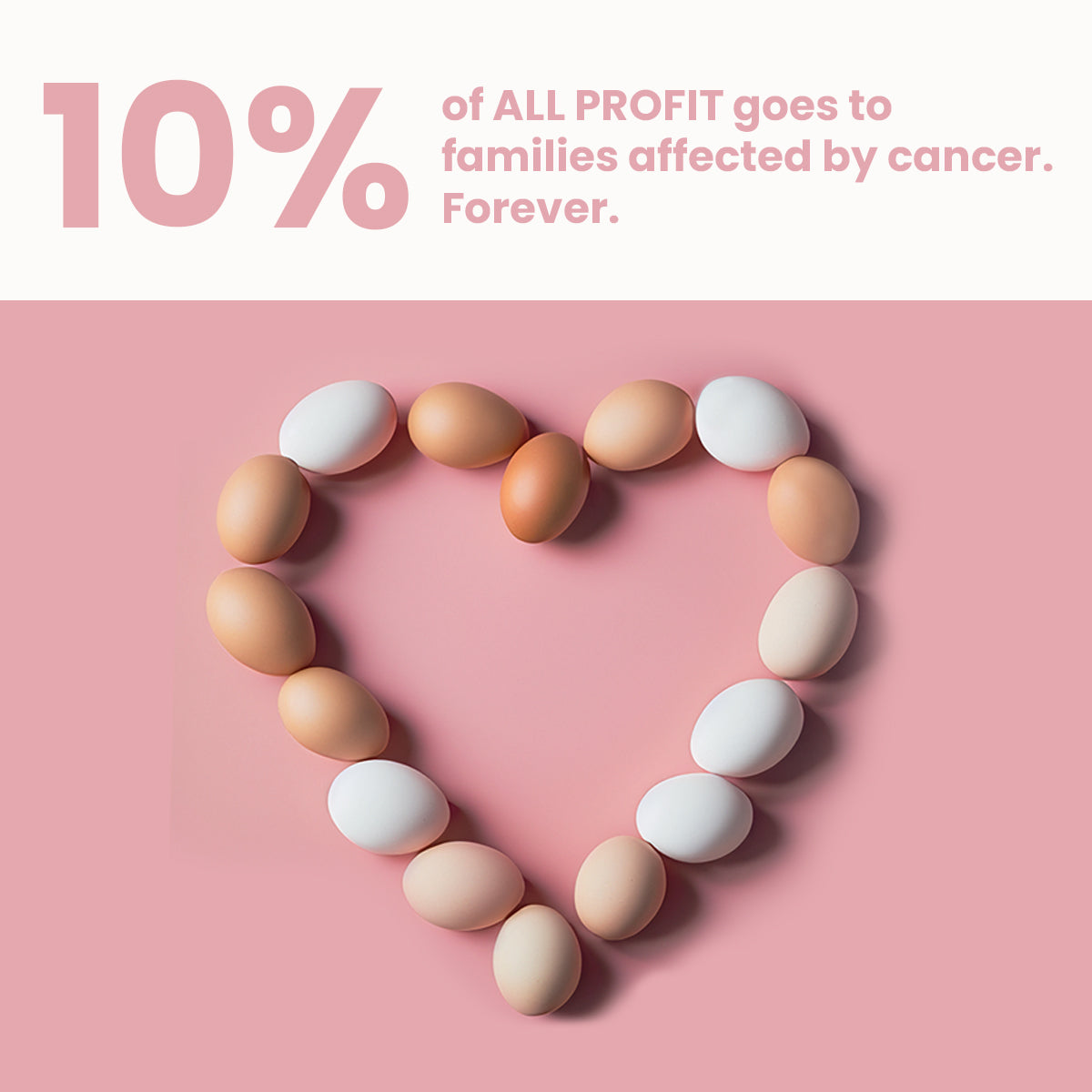 10% of all profit goes to families affected by cancer. forever.