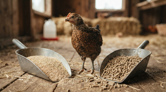 When do I switch my chicks from starter-grower feed to layer feed?