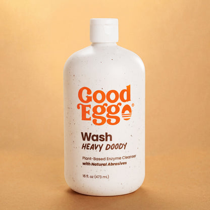 Bottle of Good Eggo Wash Heavy Doody on a beige background